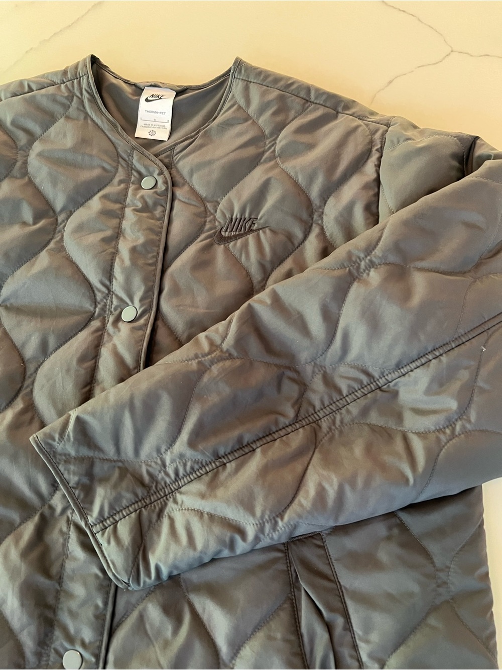 Nike Black Quilted Jacket with Embroidered Logo